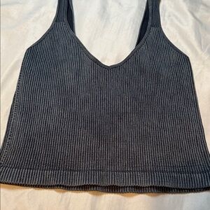 Elegant Charcoal Ribbed Tank Top